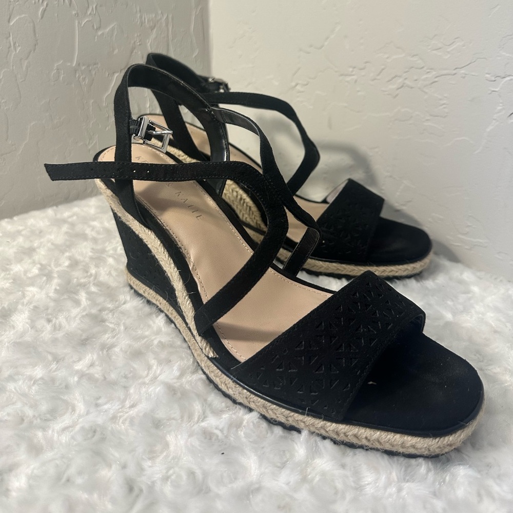 Kelly & Katie Black Espadrille Wedges